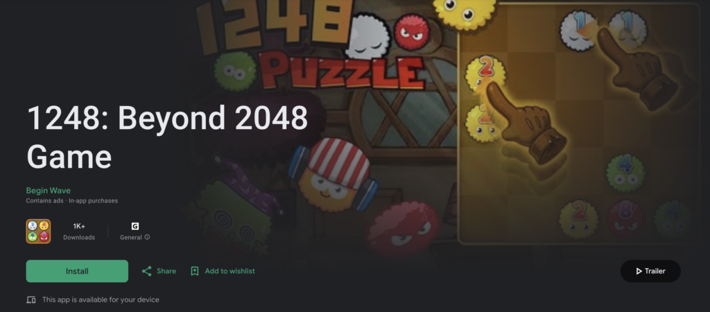 1248 puzzle Game Playstore
